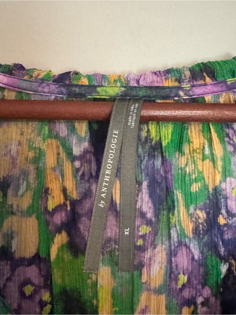 Anthropologie Marais Dress XL Chiffon Purple Green Boho Ruffle Maxi Balloon - Picture 3 of 12